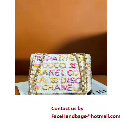 CHANEL Sequins  &  Gold-Tone Metal White, Yellow, Pink  &  Blue Small Flap Bag AS4561 2024